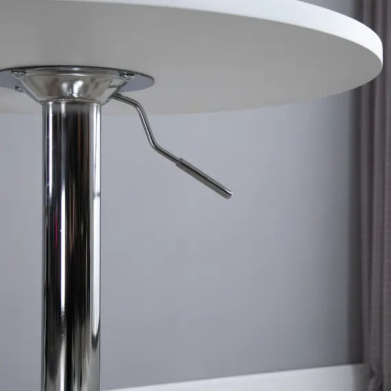 Buy HOMCOM Bar Table Φ60cm Adjustable Height Round Bistro Table w/ Swivel Top Metal Frame Counter Surface Stylish Kitchen Conservatory White, 9 image