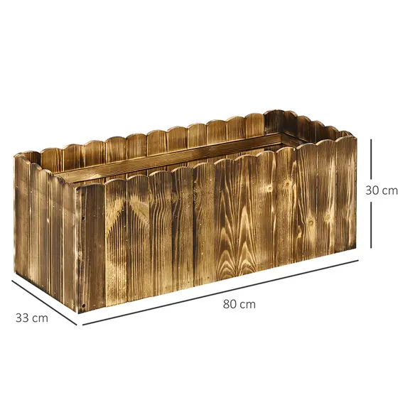 Buy Outsunny 70L Raised Garden Bed, Wooden Rectangle Planter Box, Outdoor Herb Vegetable Flower Pot (80L x 33W x 30H cm), 3 image
