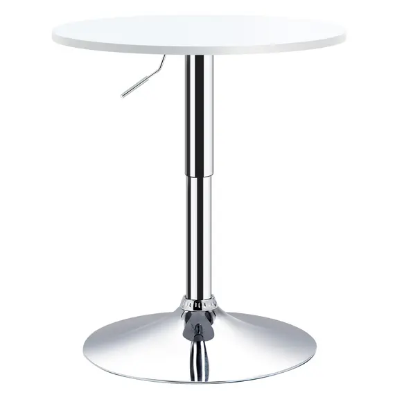 Buy HOMCOM Bar Table Φ60cm Adjustable Height Round Bistro Table w/ Swivel Top Metal Frame Counter Surface Stylish Kitchen Conservatory White
