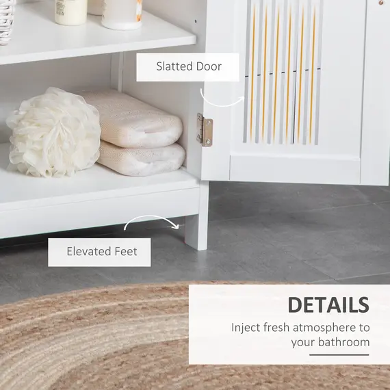Buy kleankin Modern Bathroom Floor Cabinet - White, 6 image