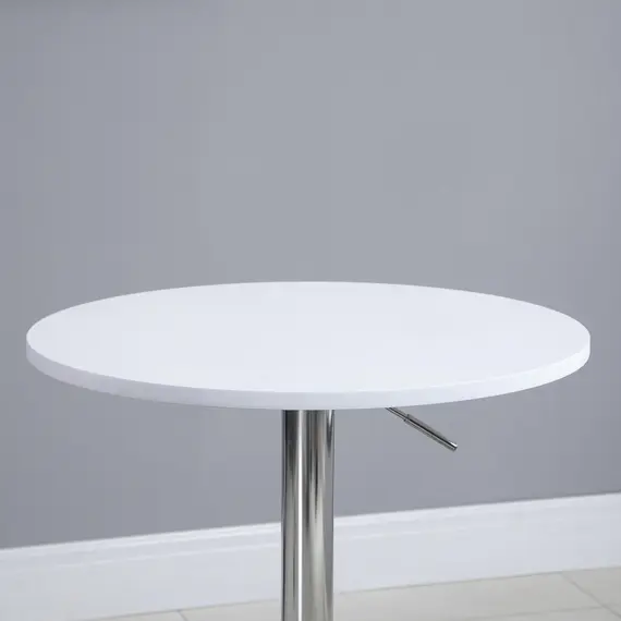Buy HOMCOM Bar Table Φ60cm Adjustable Height Round Bistro Table w/ Swivel Top Metal Frame Counter Surface Stylish Kitchen Conservatory White, 8 image