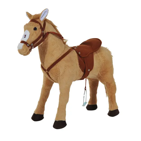 Buy HOMCOM Kids Ride On Standing Horse Cuddly Toy Children Plush Soft Pony Gift w/ Neigh Sound or 2 Years and Up Beige