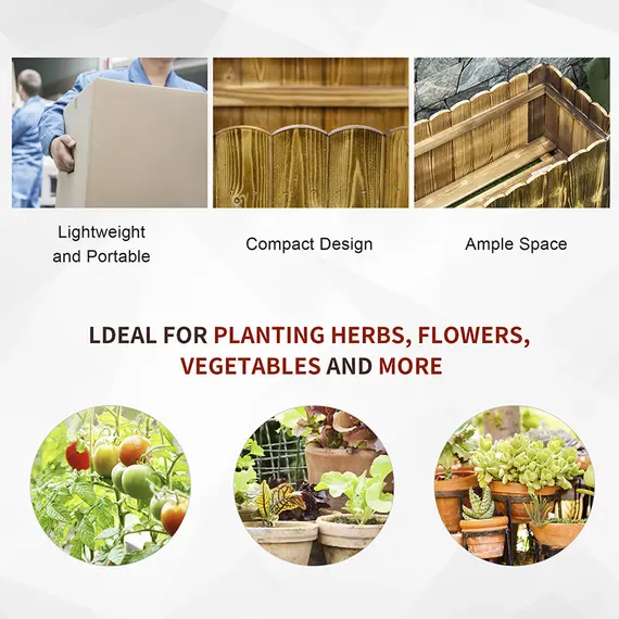 Buy Outsunny 70L Raised Garden Bed, Wooden Rectangle Planter Box, Outdoor Herb Vegetable Flower Pot (80L x 33W x 30H cm), 4 image