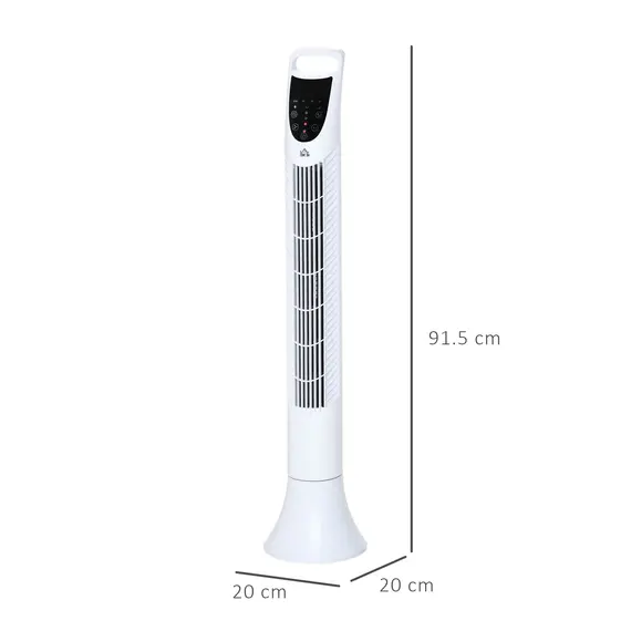 Buy HOMCOM 36" Freestanding Tower Fan, Pedestal Fan with 3 Speed 3 Mode, 7.5h Timer, 70 Degree Oscillation, LCD Panel, 5M Remote Controller, White, 3 image