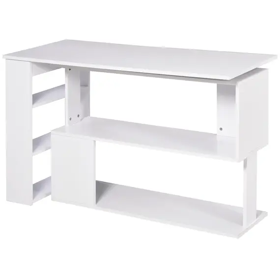 Buy HOMCOM Corner Computer Desk, L Shaped Desk with 360° Rotating Bookshelf, 120L x 110W x 74.5H cm, White