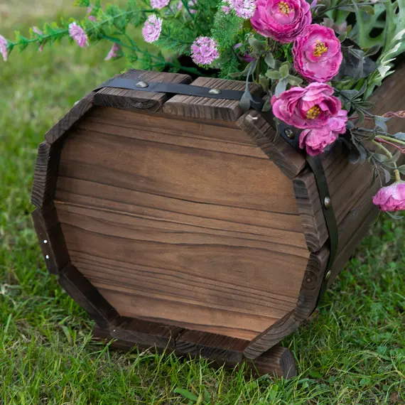 Buy Outsunny 2PCs 56L Wooden Planter Box Flower Plant Pot Outdoor Flower Beds Plant Box with Solid Wood Carbonized Colour, 8 image