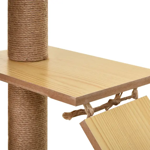 Buy PawHut 130cm Cat Tree for Indoor Cats, Multi-Level Plush Cat Tower, with Five Scratching Posts, Two Perches, Cat House, Hammock, 8 image