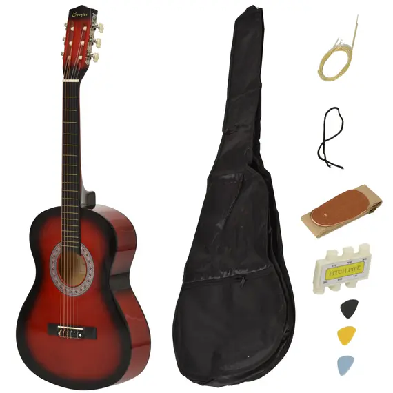 Buy 36" 3/4 Beginner Acoustic Guitar Set, with Protective Case, Red