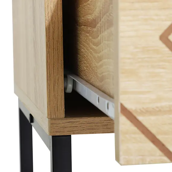 Buy HOMCOM Bedroom Chest of Drawers, 6 Drawer Dresser, Sideboard Cabinet with Zigzag Design and Metal Base, Storage Drawer Unit, 120x71cm, Natural, 8 image