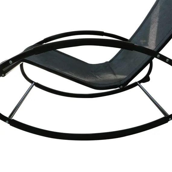 Buy Outsunny Rocking Chair Sun Lounger Recliner Rocker Texteline Fabric Patio Garden Relaxer with Pillow, Black, 8 image