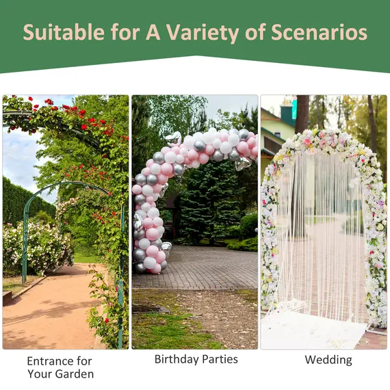 Buy Outsunny 211cm Height Metal Garden Arch Arbor for Wedding Decor for Climbing Plants and Outdoor Decoration, 6 image