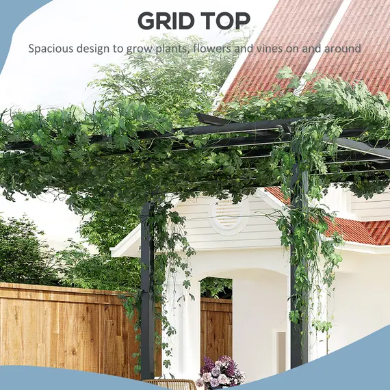 Buy Outsunny 3 x 3 Meter Metal Pergola Garden Gazebo Grape Trellis for Climbing Plants Outdoor Sun Shelter Arbours, 5 image
