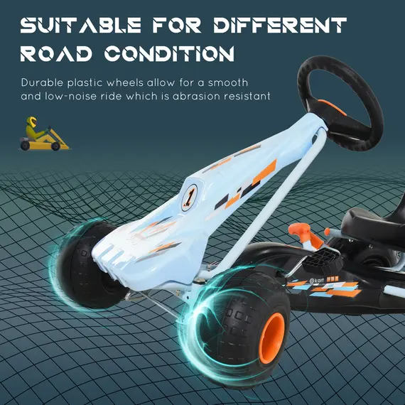 Buy HOMCOM Pedal Go Kart, Kids Ride On Race Car with Brake, Gears Shift, Steering Wheel, Adjustable Seat, Gift for Boys and Girls 3-6 Years Outdoor, Blue, 6 image