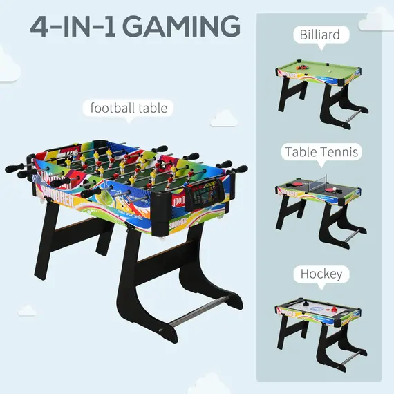 Buy HOMCOM Folding Multi Gaming Table 4 in 1 Hockey, Football Table, Table Tennis, Billiards For Play Fun, 4 image
