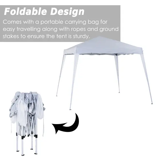 Buy Outsunny 3 M x 3 M Base/ 2.5 M x 2.5 M Top Pop Up Gazebo with Carry Bag, Height Adjustable Slant Leg Party Tent Instant Event Shelter for Garden, Patio, White, 5 image