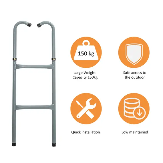Buy HOMCOM 6-10ft Trampoline Ladder Galvanized w/ Non-slip Mat, 6 image