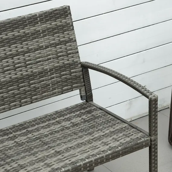 Buy Outsunny 2 Seater Poly Rattan Garden Bench, All Weather Wicker Garden Loveseat, Outdoor Seating Bench with 240 Load Capacity, Backrest and Armrests for Patio, Terrace, Balcony, Grey, 8 image