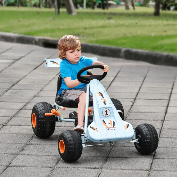 Buy HOMCOM Pedal Go Kart, Kids Ride On Race Car with Brake, Gears Shift, Steering Wheel, Adjustable Seat, Gift for Boys and Girls 3-6 Years Outdoor, Blue, 2 image