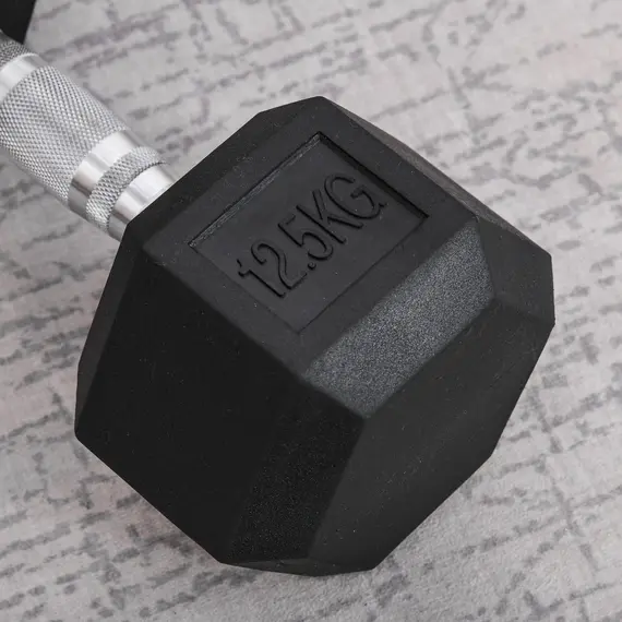 Buy HOMCOM 12.5KG Single Rubber Hex Dumbbell Portable Hand Weights Dumbbell Home Gym, 8 image