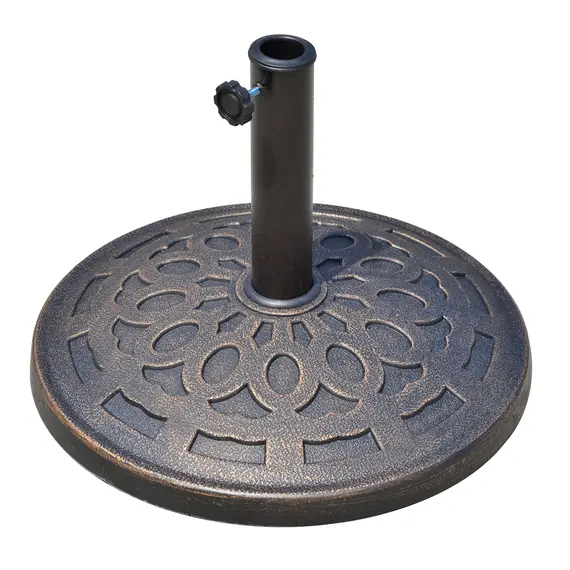 Buy Outsunny 14kg Round Garden Parasol Base Holder Decorative Resin Market Umbrella Stand with Adjustable Coupler, Bronze