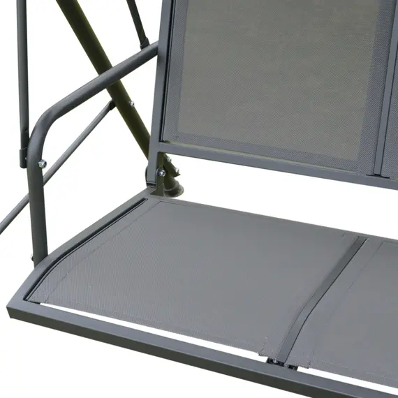 Buy Outsunny 3 Seater Swing Chair, Garden Swing Bench with Canopy, Breathable Mesh Seat and Heavy Duty Steel Frame for Patio, Yard, Grey, 8 image