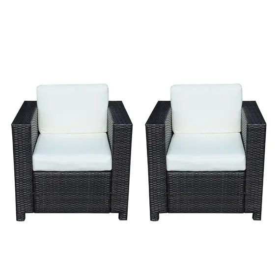Buy Outsunny 2 Rattan Garden single Seater Chair All Weather Wicker Weave Single Sofa chair armchair Patio Black