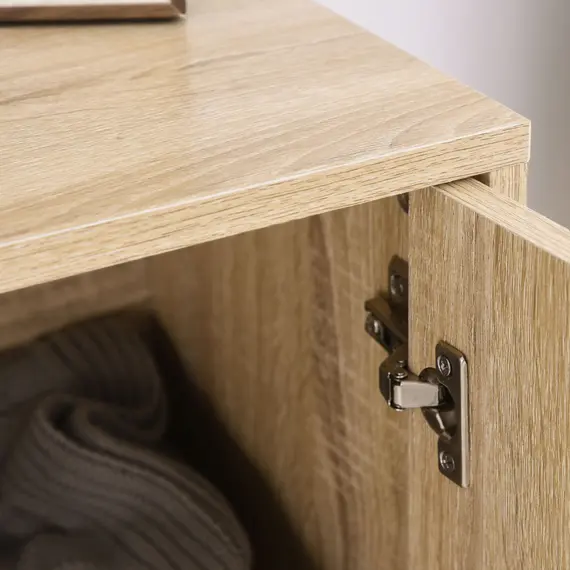Buy HOMCOM MDF 2-Tier Storage Cabinet Steel Frame Handles Tabletop Unique Home Style Organiser, 80H x 80L x 29.5Wcm-Oak, 8 image