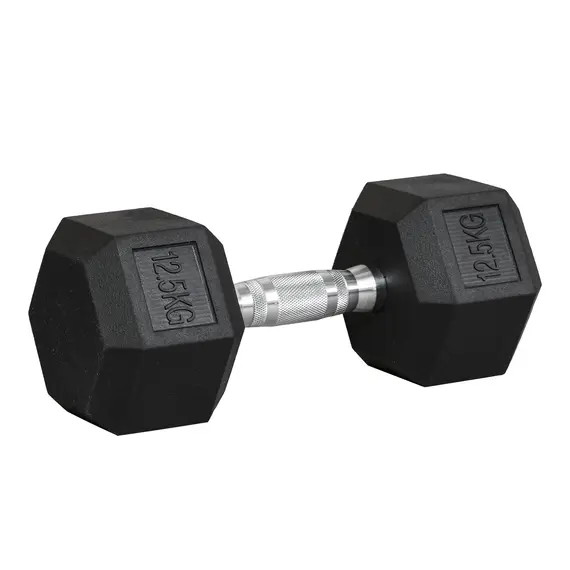 Buy HOMCOM 12.5KG Single Rubber Hex Dumbbell Portable Hand Weights Dumbbell Home Gym