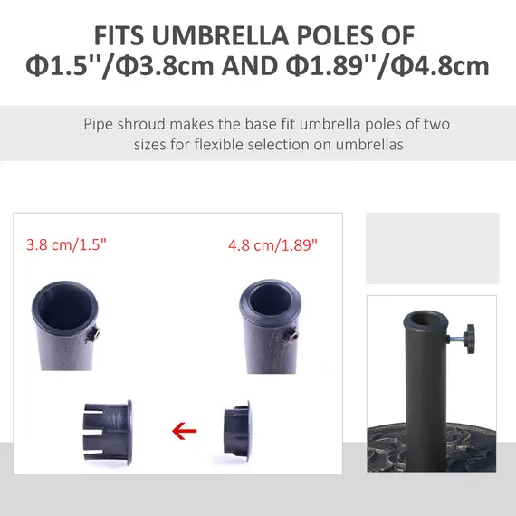 Buy Outsunny 9kg Garden Parasol Base, Round Resin Cast Iron Effect Sun Umbrella Base, Outdoor Umbrella Stand for 38mm or 48mm Outdoor Umbrella Poles, Bronze Tone, 6 image