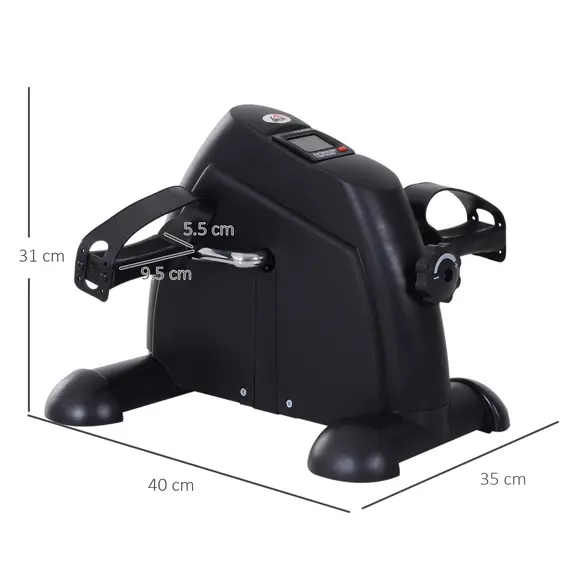 Buy HOMCOM Mini Exercise Bike, Portable Pedal Exerciser, Under Desk Bike with LCD Display for Legs and Arms Training, Black, 3 image