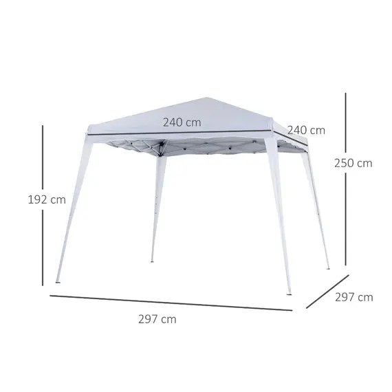 Buy Outsunny 3 M x 3 M Base/ 2.5 M x 2.5 M Top Pop Up Gazebo with Carry Bag, Height Adjustable Slant Leg Party Tent Instant Event Shelter for Garden, Patio, White, 3 image