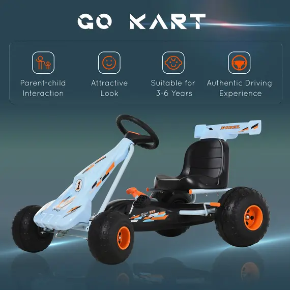 Buy HOMCOM Pedal Go Kart, Kids Ride On Race Car with Brake, Gears Shift, Steering Wheel, Adjustable Seat, Gift for Boys and Girls 3-6 Years Outdoor, Blue, 5 image