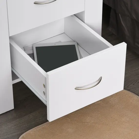 Buy HOMCOM Bedside Table with 2 Drawers, Nightstand with Handles and Elevated Base, Side Table for Bedroom, Living Room, White, 7 image
