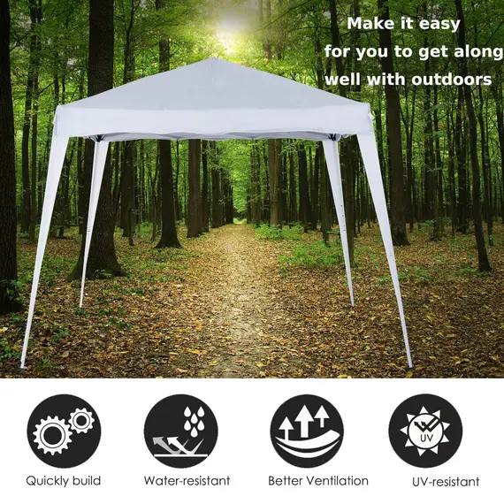 Buy Outsunny 3 M x 3 M Base/ 2.5 M x 2.5 M Top Pop Up Gazebo with Carry Bag, Height Adjustable Slant Leg Party Tent Instant Event Shelter for Garden, Patio, White, 4 image