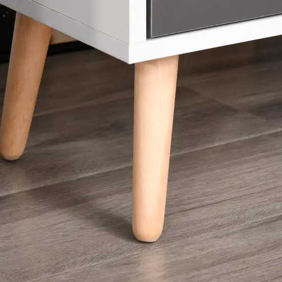 Buy HOMCOM Sideboard Floor Standing Storage Cabinet with Drawer and Solid Wood Legs for Bedroom, Living Room, Home Office, Grey, 8 image