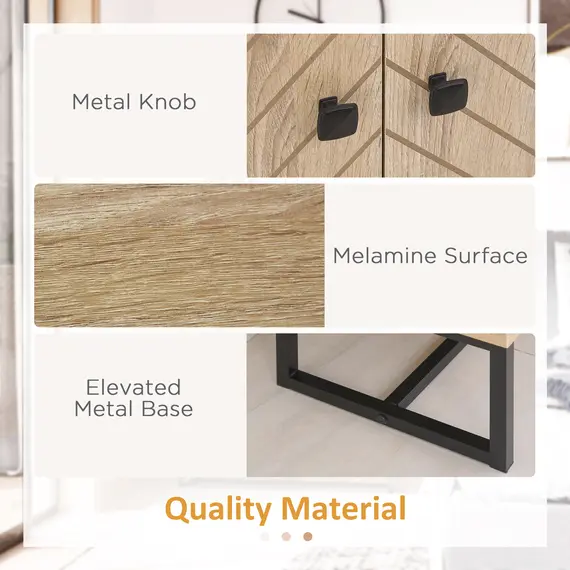 Buy HOMCOM MDF 2-Tier Storage Cabinet Steel Frame Handles Tabletop Unique Home Style Organiser, 80H x 80L x 29.5Wcm-Oak, 6 image