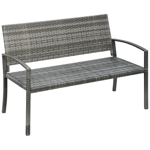 Buy Outsunny 2 Seater Poly Rattan Garden Bench, All Weather Wicker Garden Loveseat, Outdoor Seating Bench with 240 Load Capacity, Backrest and Armrests for Patio, Terrace, Balcony, Grey
