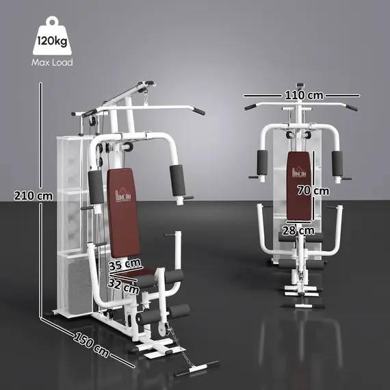 Buy HOMCOM Home Multi Gym Large Multifunction Sturdy Strength Training Machine for Home Workout, White, 2 image