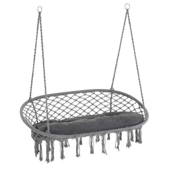 Buy Outsunny Two-Seater Boho Macrame Hammock Swing - Grey