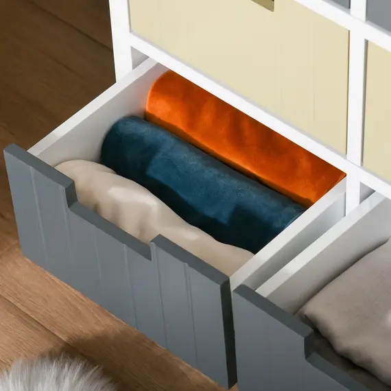 Buy HOMCOM 6 Drawer Storage Tower, Dresser Chest with Wood Top, Organiser Unit for Closets Bedroom Nursery Room Hallway, 9 image