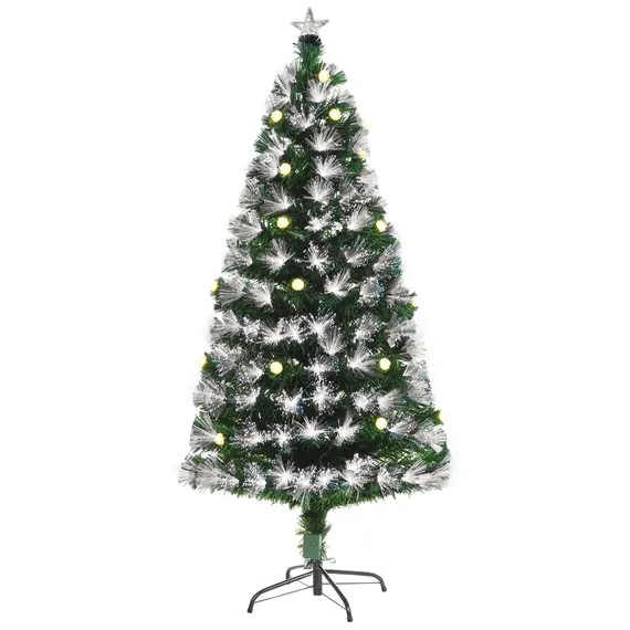 Buy HOMCOM 5ft White Light Artificial Christmas Tree w/ 180 LEDs Star Topper Tri-Base Full Bodied Seasonal Decoration Pre-Lit Home