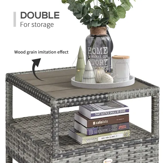 Buy Outsunny 2 Seater Patio Wicker No installation Chaise Lounge Sofa Set with Fabric Cushion, Grey, 6 image