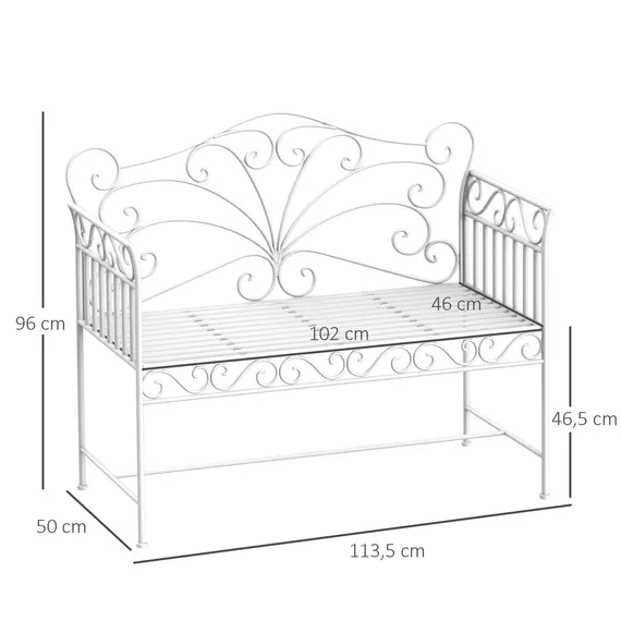 Buy Outsunny Heavy-Duty Garden Bench-White, 3 image
