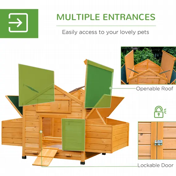 Buy PawHut Wooden Chicken Coop with Nesting Boxes, Tray, for 2-4 Chickens, Yellow, 5 image