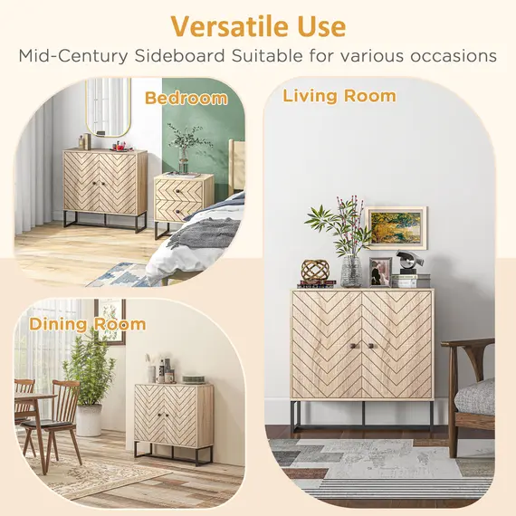 Buy HOMCOM MDF 2-Tier Storage Cabinet Steel Frame Handles Tabletop Unique Home Style Organiser, 80H x 80L x 29.5Wcm-Oak, 4 image
