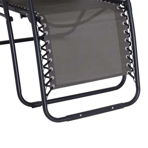Buy Outsunny Zero Gravity Chair Metal Frame Texteline Armchair Outdoor Folding and Reclining Sun Lounger with Head Pillow for Patio Decking Gardens Camping, Grey, 9 image