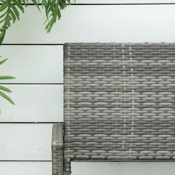 Buy Outsunny 2 Seater Poly Rattan Garden Bench, All Weather Wicker Garden Loveseat, Outdoor Seating Bench with 240 Load Capacity, Backrest and Armrests for Patio, Terrace, Balcony, Grey, 7 image
