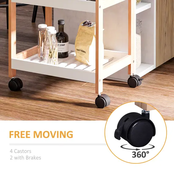 Buy HOMCOM 3-Tier Mobile Kitchen Trolley Cart Storage Shelves Rack Rolling Wheels White 46 x 35 x 74.5 cm, 7 image
