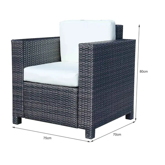 Buy Outsunny 2 Rattan Garden single Seater Chair All Weather Wicker Weave Single Sofa chair armchair Patio Black, 2 image