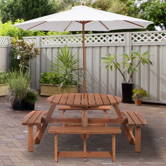 Buy 8-Seater Wooden Picnic Set-Fir Wood, 2 image